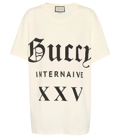 Shop Gucci Guccy Internaive Xxv Cotton T-shirt In White