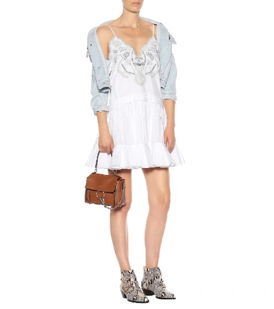 Shop Chloé Sleeveless Embroidered Dress In White