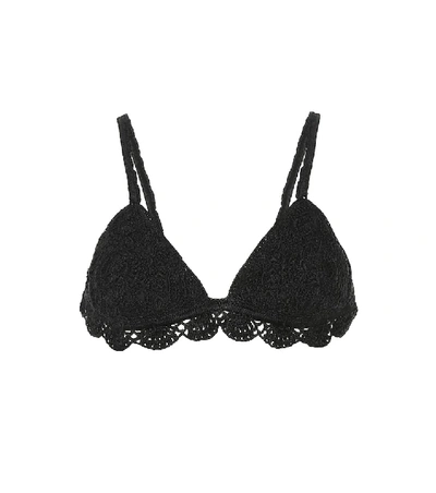 Shop Anna Kosturova Crochet Bikini Top In Black