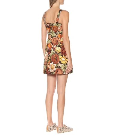 Shop Zimmermann Bonita Floral Linen Minidress In Multicoloured