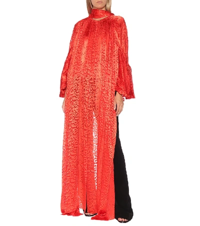 Shop Balenciaga Silk-blend Top In Red