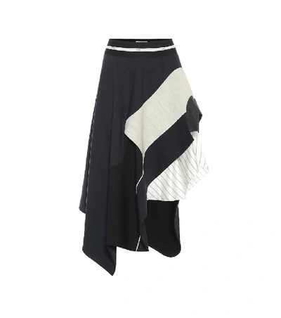 Shop Monse Stretch-wool Midi Skirt In Black