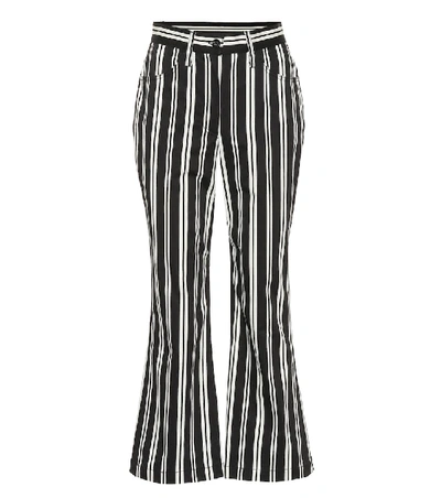 Shop Marc Jacobs Striped High-waisted Cropped Pants In Black
