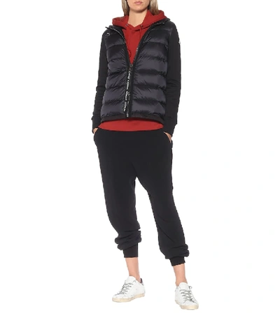 Shop Moncler Cotton-jersey Down Hoodie In Black
