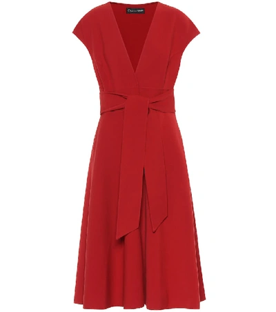 Shop Oscar De La Renta Wool-blend Midi Dress In Red