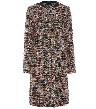 Shop Etro Tweed Wool-blend Coat In Multicoloured