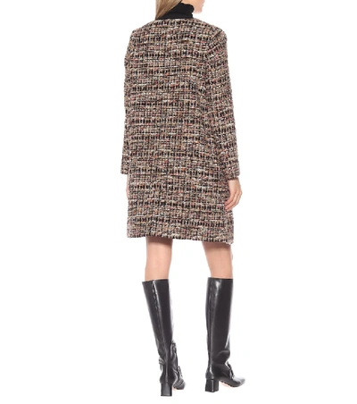 Shop Etro Tweed Wool-blend Coat In Multicoloured