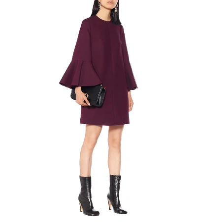 Shop Valentino Wool And Silk Dress In Purple