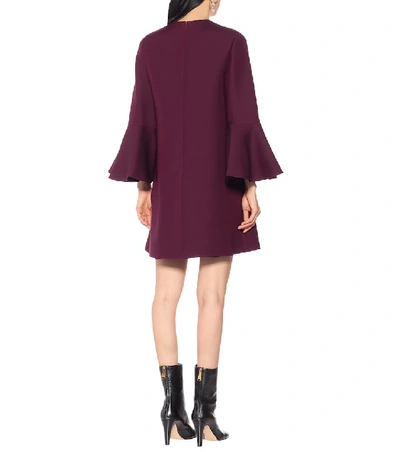 Shop Valentino Wool And Silk Dress In Purple