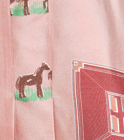 Shop Victoria Beckham Printed Silk Midi Skirt In Pink
