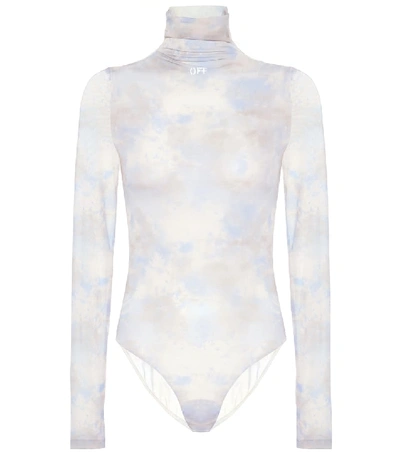Shop Off-white Printed Technical-jersey Bodysuit In Blue