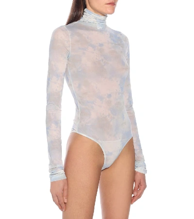 Shop Off-white Printed Technical-jersey Bodysuit In Blue