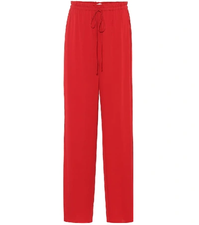 Shop The Row Stretch-silk Trackpants In Red