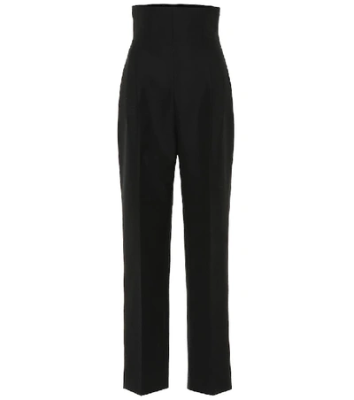 Shop Alaïa High-rise Wool And Mohair Pants In Black