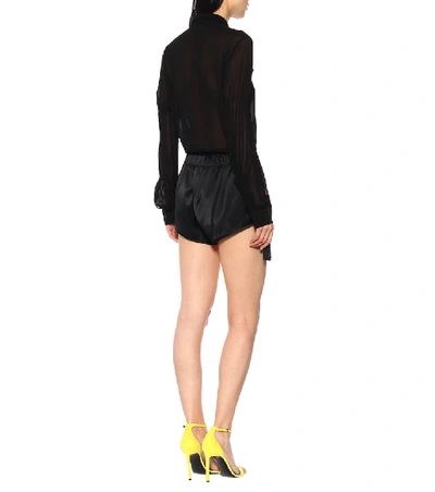 Shop Saint Laurent Embellished Satin Shorts In Black