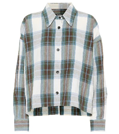 Shop Isabel Marant Macao Plaid Cotton And Linen Shirt In Blue