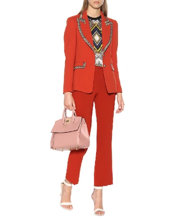 Shop Etro Cropped Crêpe Pants In Red