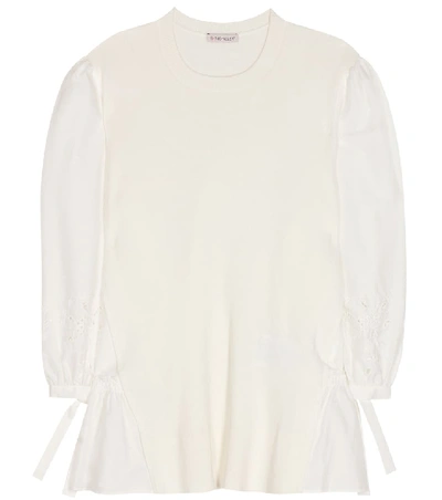 Shop Moncler Cotton-blend Sweater In White