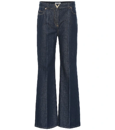Shop Valentino High-rise Flared Jeans In Blue