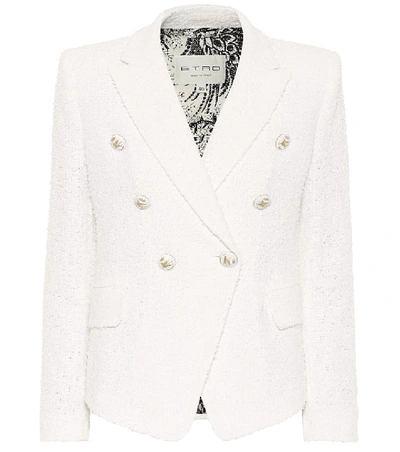 Shop Etro Cotton-blend Tweed Blazer In White