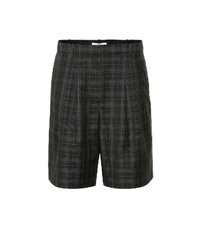 Shop Tibi Checked Wool-blend Shorts In Black