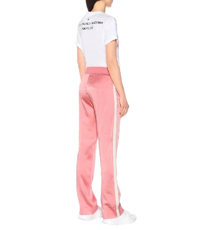 Shop Moncler Satin Wide-leg Sweatpants In Pink