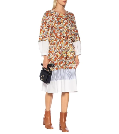 Shop Tory Burch Floral Cotton Midi Dress In Multicoloured