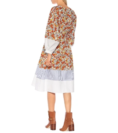 Shop Tory Burch Floral Cotton Midi Dress In Multicoloured
