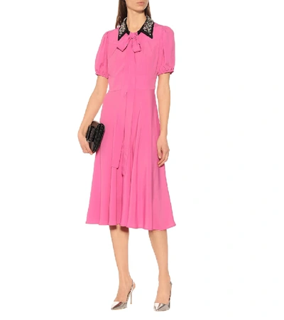 Shop N°21 Donna Silk-blend Midi Dress In Pink