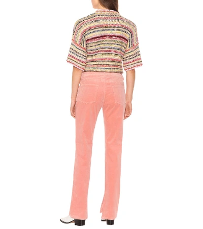 Shop Ganni Stretch Corduroy Straight Pants In Pink