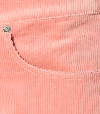 Shop Ganni Stretch Corduroy Straight Pants In Pink