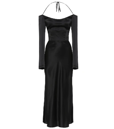 Shop Matériel Tbilisi Silk-satin Midi Dress In Black