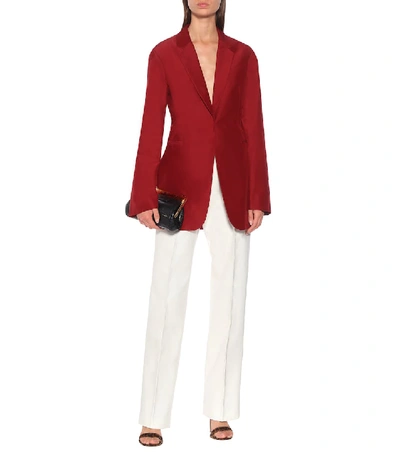 Shop Victoria Beckham Cotton And Silk Blazer In Red