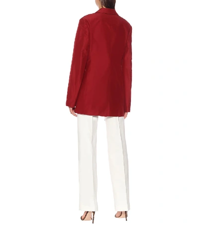 Shop Victoria Beckham Cotton And Silk Blazer In Red