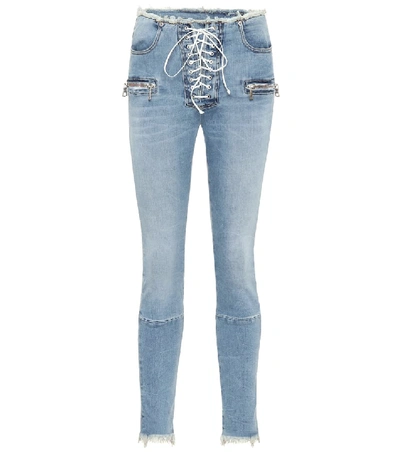 Shop Ben Taverniti Unravel Project High-rise Lace-up Skinny Jeans In Blue