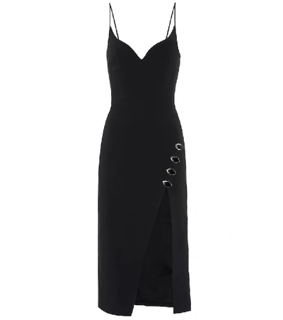 Shop David Koma Crystal-embellished Cady Midi Dress In Black