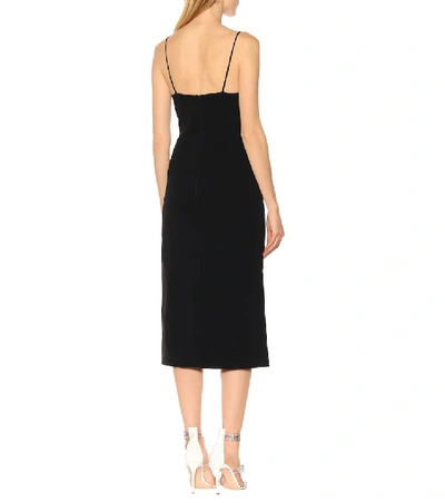 Shop David Koma Crystal-embellished Cady Midi Dress In Black