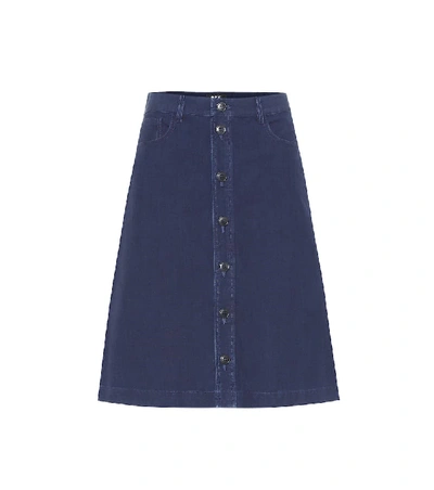 Shop Apc Therese Denim Midi Skirt In Blue