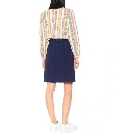 Shop Apc Therese Denim Midi Skirt In Blue