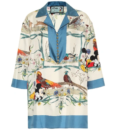 Shop Gucci X Disney® Silk-twill Shirt In White