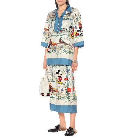 Shop Gucci X Disney® Silk-twill Shirt In White