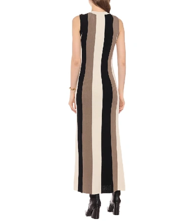 Shop Ami Alexandre Mattiussi Striped Ribbed-knit Maxi Dress In Multicoloured