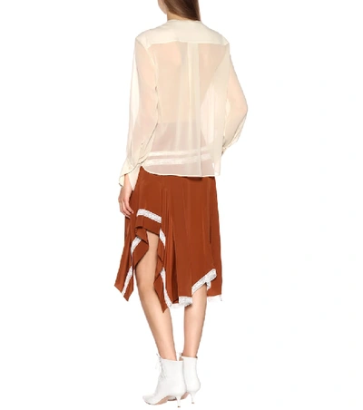 Shop Chloé Georgette And Lace Blouse In Beige