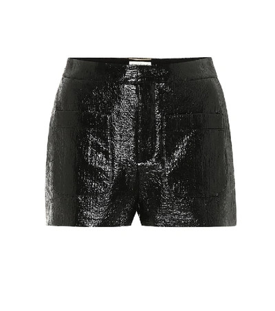 Shop Saint Laurent Coated Cotton-blend Shorts In Black