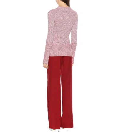 Shop Victoria Beckham Ribbed Wool-blend Sweater In Red