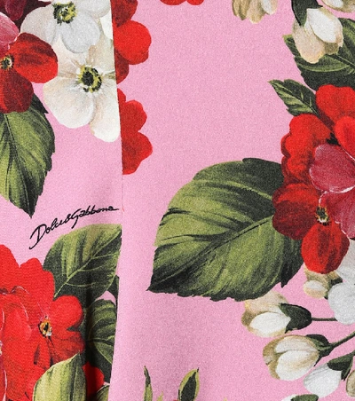 Shop Dolce & Gabbana Floral Stretch-silk Midi Skirt In Pink