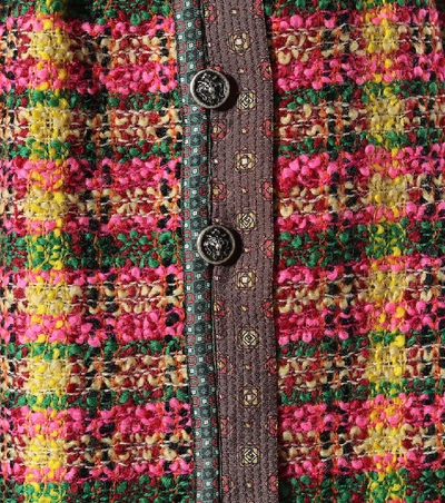 Shop Gucci Tweed Wool Midi Skirt In Multicoloured