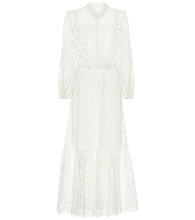 Shop Zimmermann Goldie Cotton Dress In White