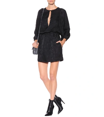 Shop Saint Laurent Silk Jacquard Minidress In Black