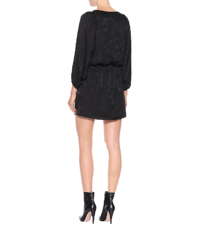 Shop Saint Laurent Silk Jacquard Minidress In Black